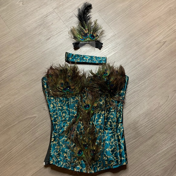 Other - Sexy Peacock Glitter Corset Costume & Accessories